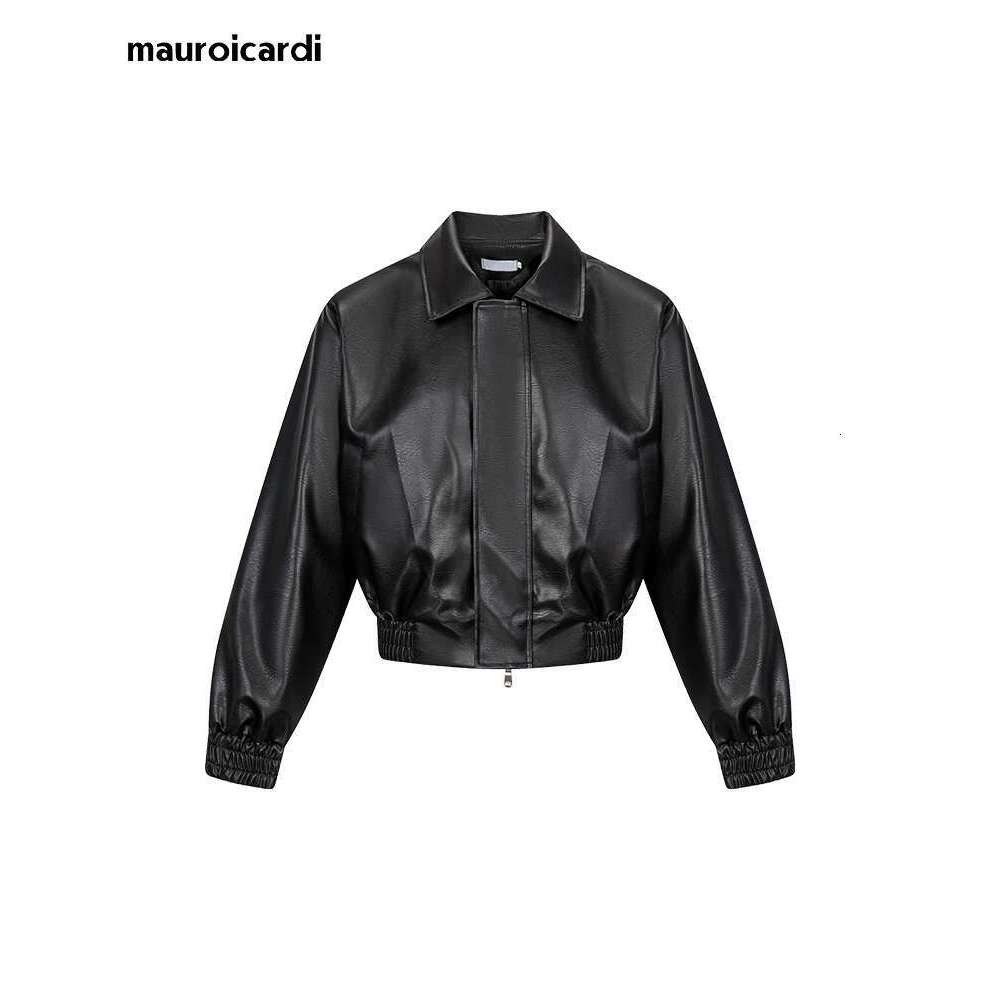 Men's Mauroicardi Spring Autumn Cool Oversized Short Black Soft Pu Leather Jacket Men Zipper Designer American Vintage Clothes 250526