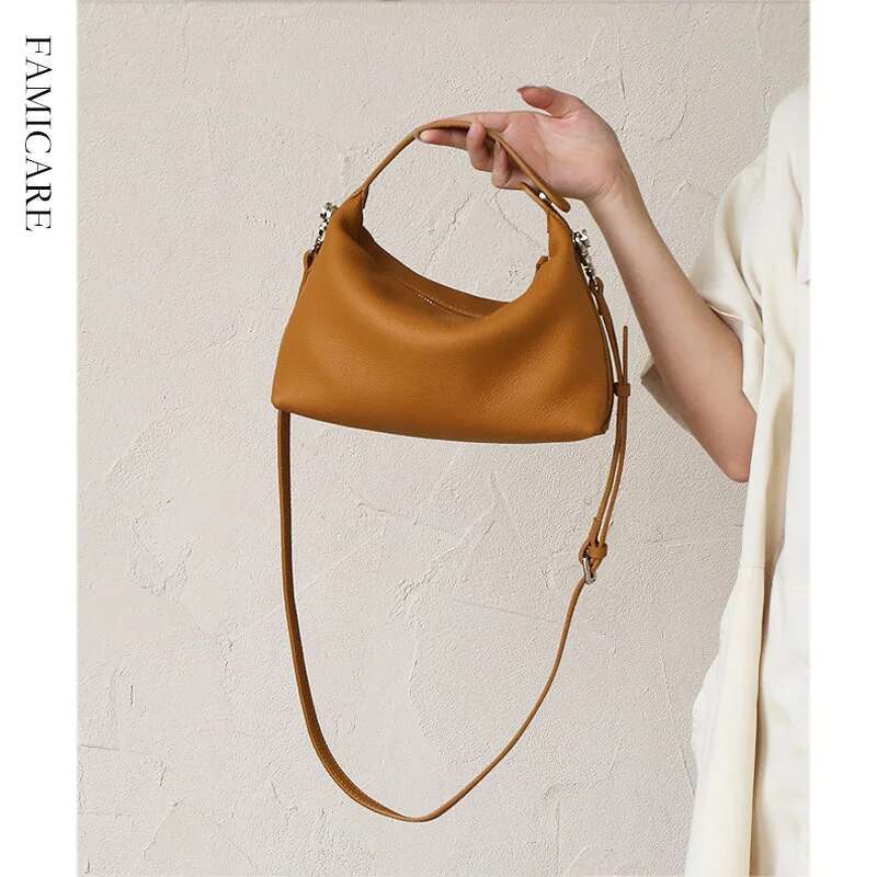 2024 New Women's Female Soft Genuine Leather Handbag Lady Fashion Daily Casual Shoulder Bag Girls Crossbody Messenger
