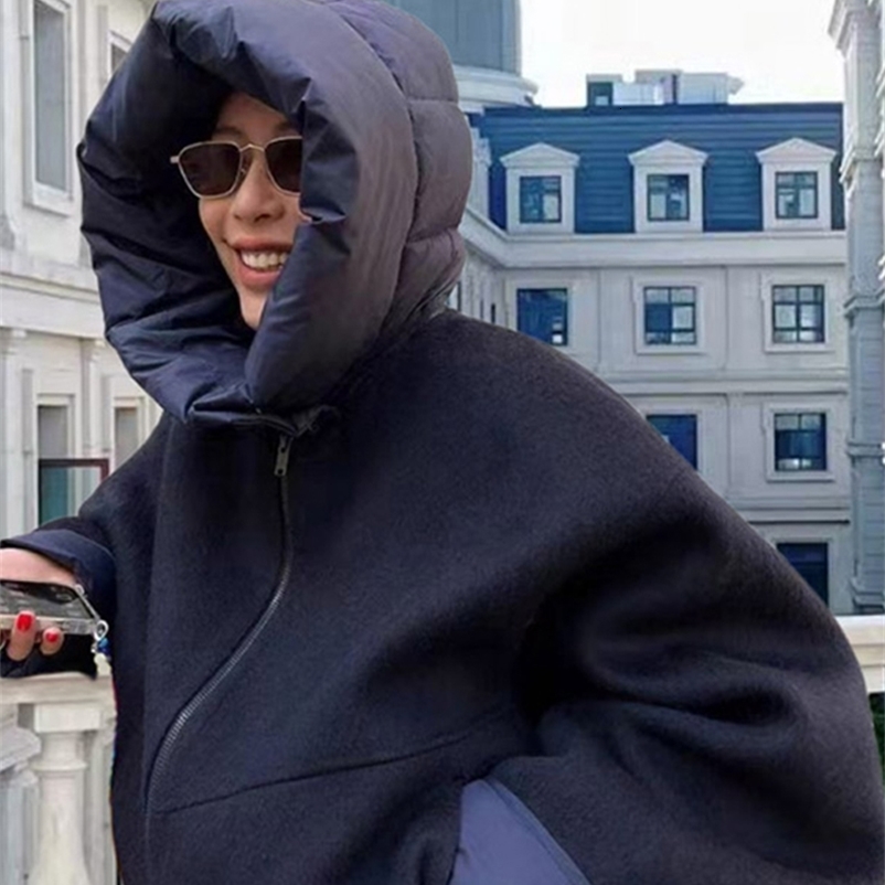 Autumn Bomber Jacket For Women Casual Zipper Hooded Short Coats Female Vintage Street Pockets Outerwear 250314