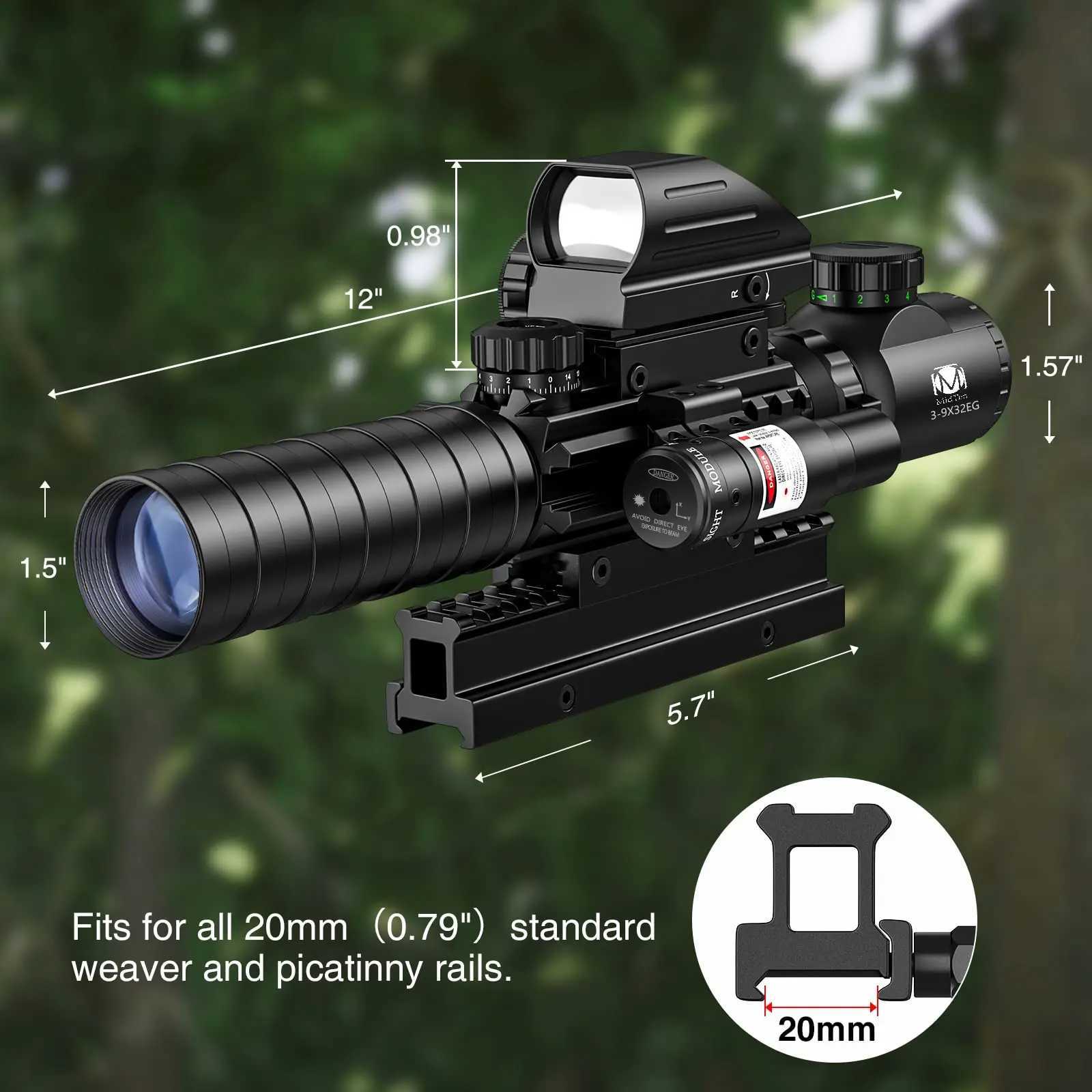 MidTen 3-9x32 range combination dual illumination optical 4 holographic retina red green dot visual laser illumination X250317