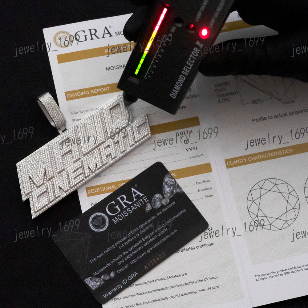 Full VVS Moissanite Design Custom Iced Out Letter AD Name Pendant Bling 925 Sterling Silver Diamond Hip Hop Jewelry