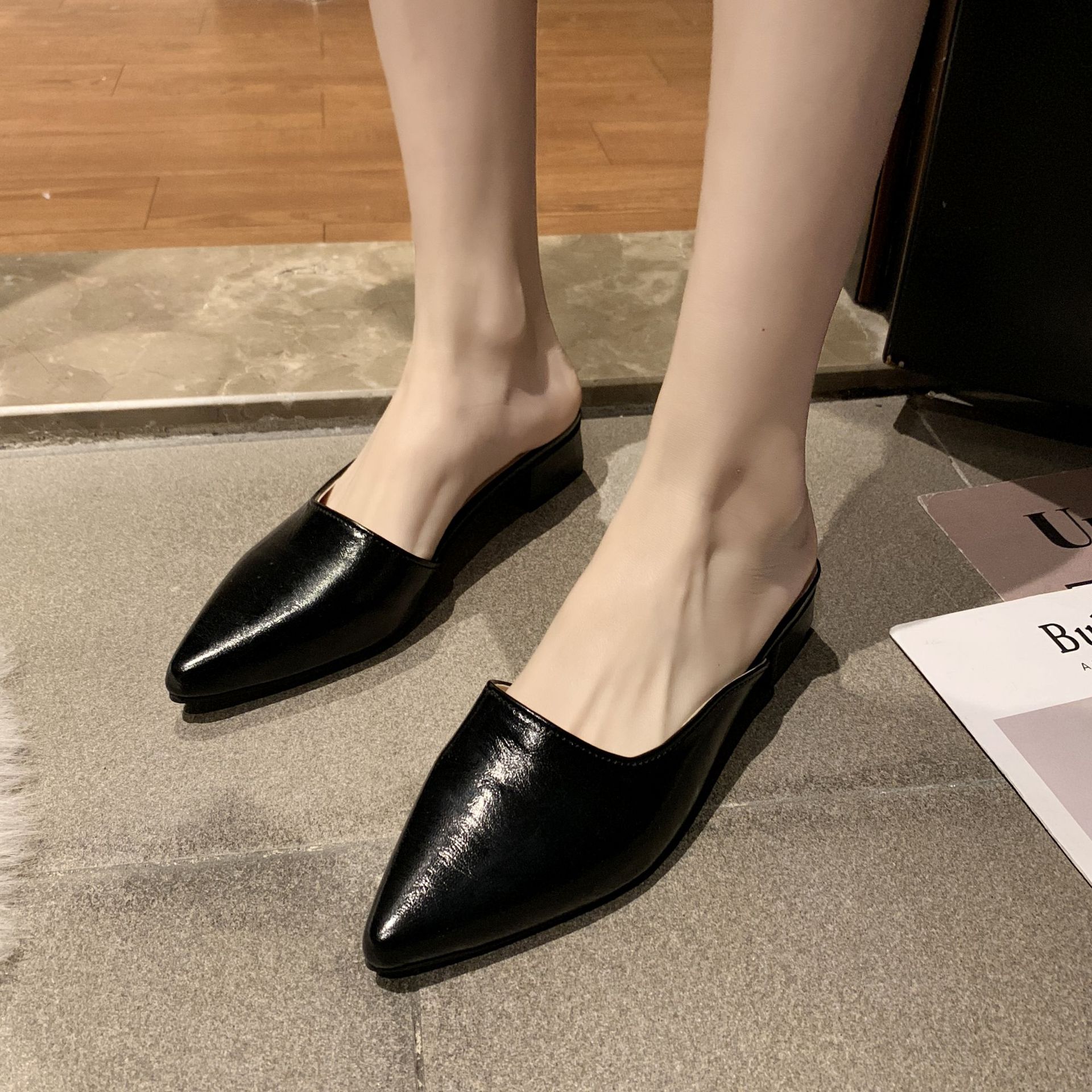 Free shipping new slippers women sandals low heels comfortable fashion daily black green beige khaki