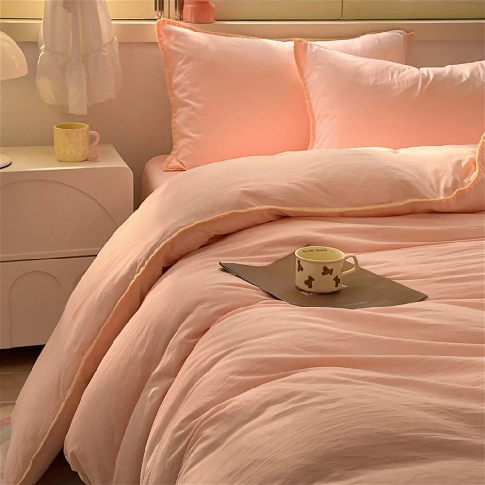 Ins Nordic Stripe Duvet Cover Set Minimalist Quilt Cover and Sheet Pillowcase Washed Cotton Home Bedding Boys Adults Bedclothes 250317