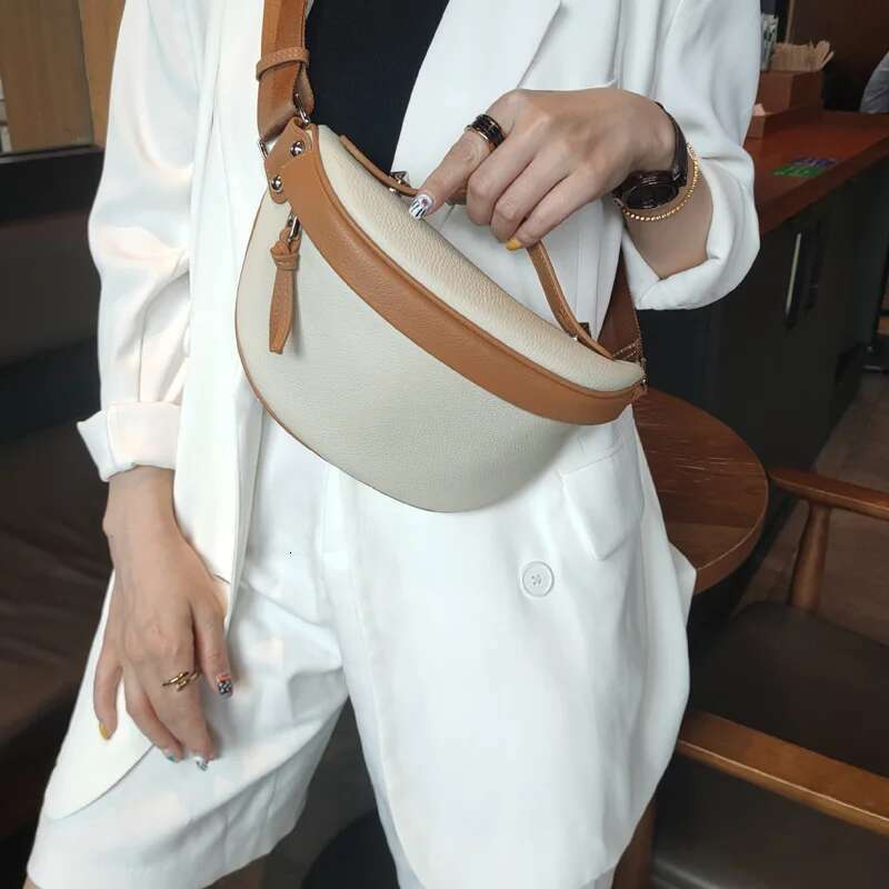 Women Genuine Leather Chest Lady Fashion Crossbody Shoulder Bungee Waist Bag Female Light Soft Messenger Purse 2023 New