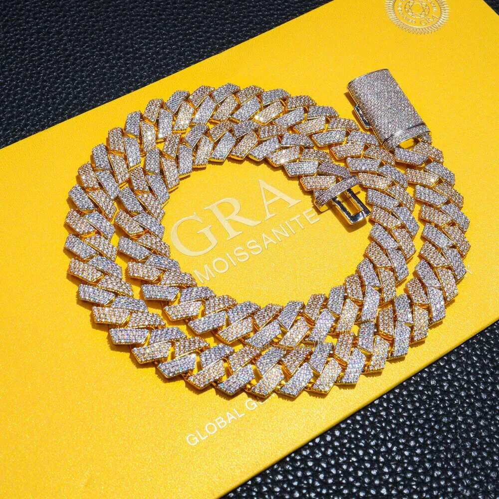 In Stock Drop Shipping Sier Men Rose Gold Solid Heavy Fashion Thick 13MM Iced Out Dia VVS D Color Moissanite Cuban Chain