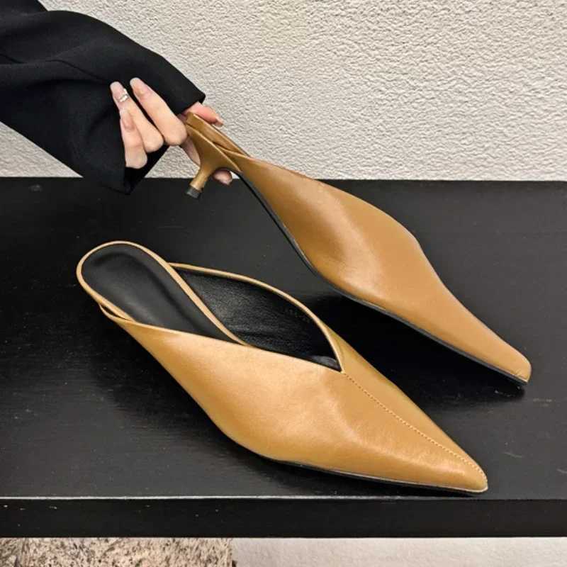 Fashion Pointed Toe Mules Shoes Low Heel Sandals Elegant Dress Sliding Comfortable Designer Pump Womens Y250315