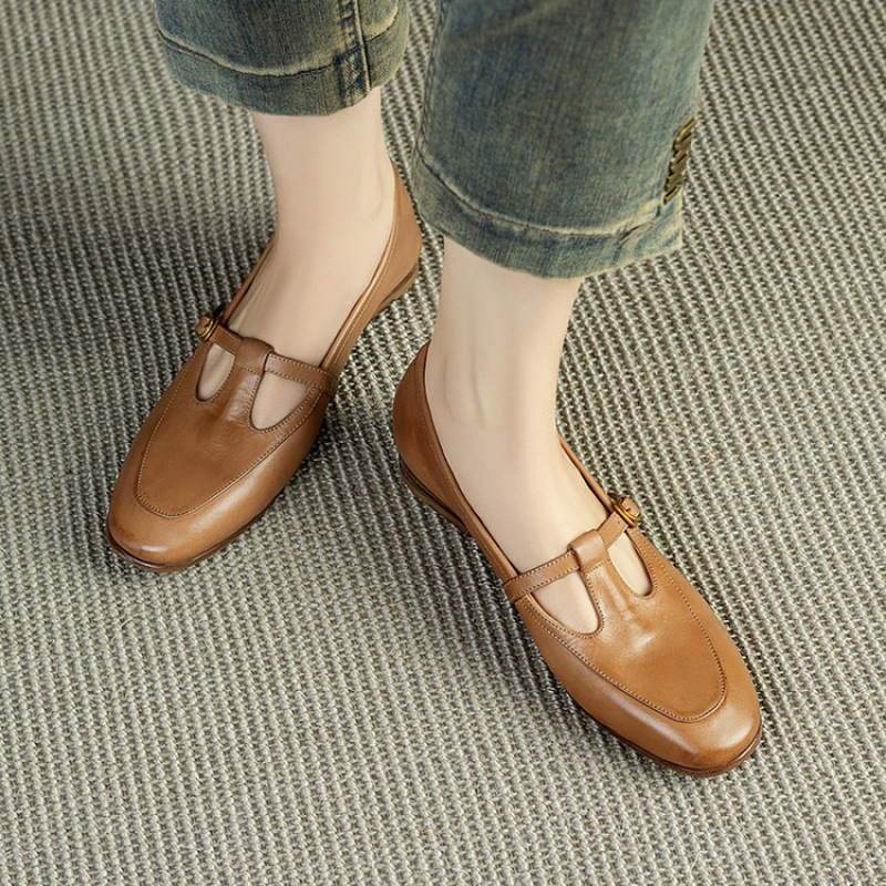 Fashion Women Ballet Dance Slip On Cross Strap Loafers Black Brown Flat Low Heels Autumn Spring Dress Shallow Mary Jane Shoes R250317