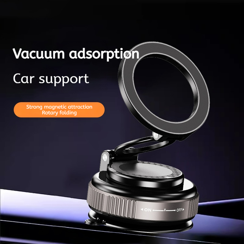 Car Phone Holder, Vacuum Suction Cup Car Mount, 360° Rotatable & Foldable Magnetic Phone Stand for Dashboard Windshield, Universal Hands-Free
