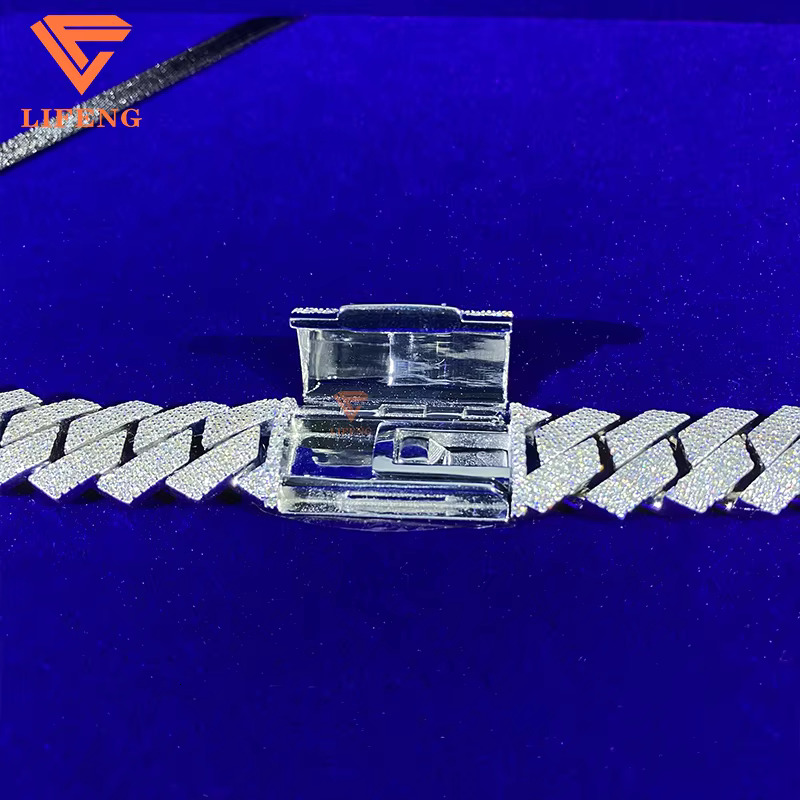 Lifeng Jewelry Hot Miami Hip Hop Cuban Link Chain Bracelet Men 15mm Moissanite Cuban Chain Bracelet Fashion Jewelry Charm