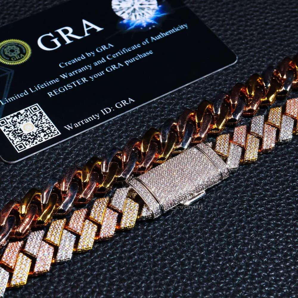 In Stock Drop Shipping Sier Men Rose Gold Solid Heavy Fashion Thick 13MM Iced Out Dia VVS D Color Moissanite Cuban Chain