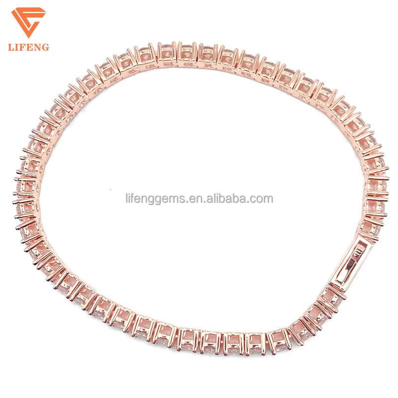 High-End VVS Moissanite Diamond Hip-Hop Tennis Chain Bracelet for Men Full Iced Out Jewelry Gift