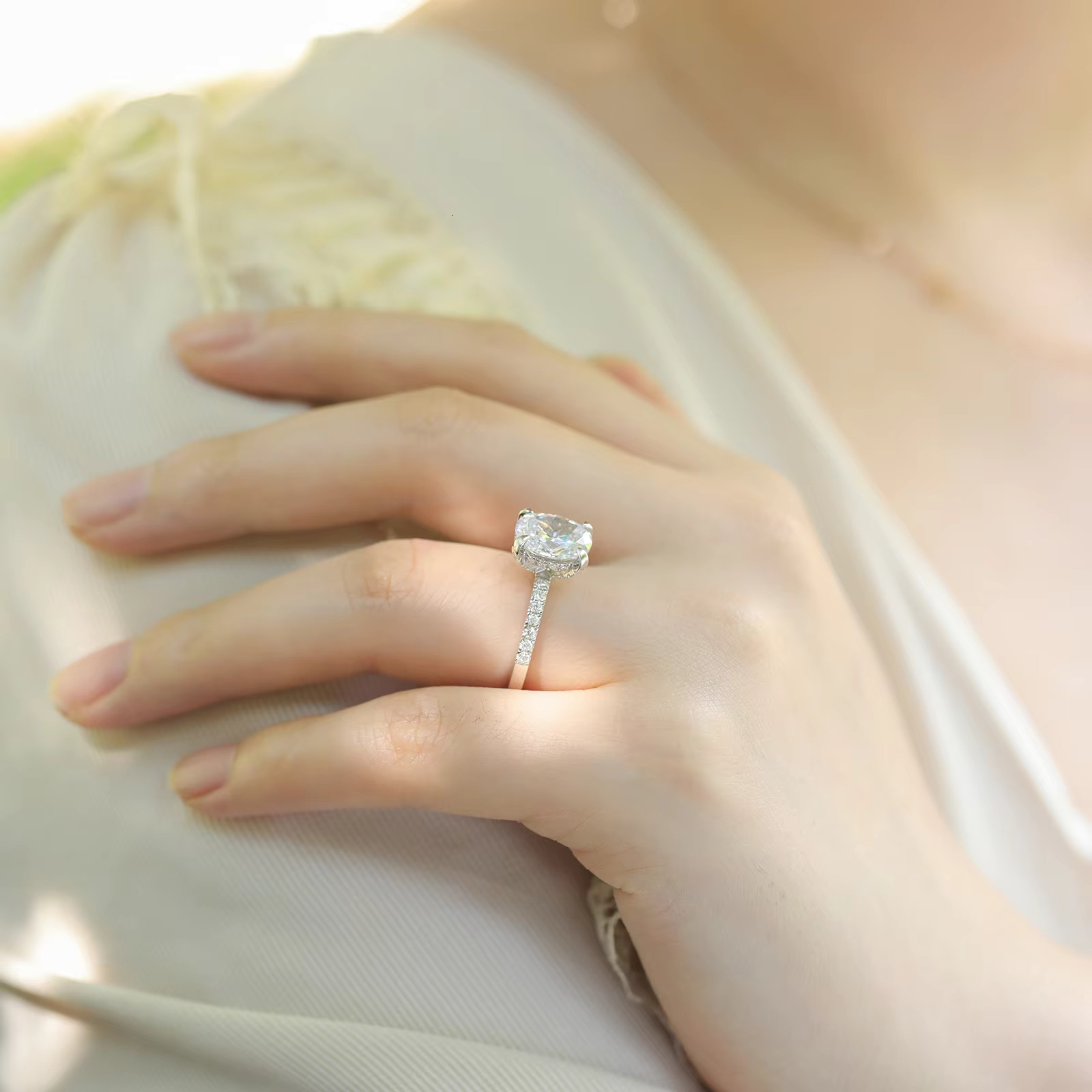 OAHLAN 3CT 925 Sterling Silver Engagement Rings Oval Cut Cubic Zirconia Promise Rings Wedding Bands for Women