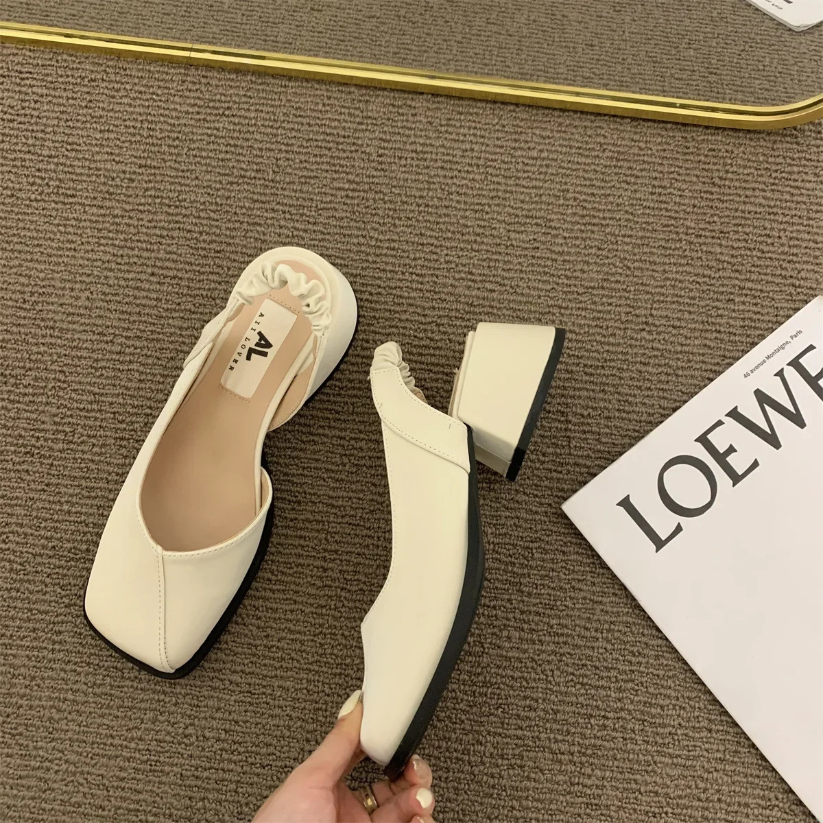 Thick Heel Baotou Mary Jane for Women Shoes Fashion Chunky Heels Square Toe Dress Comfortable Sandals 250317