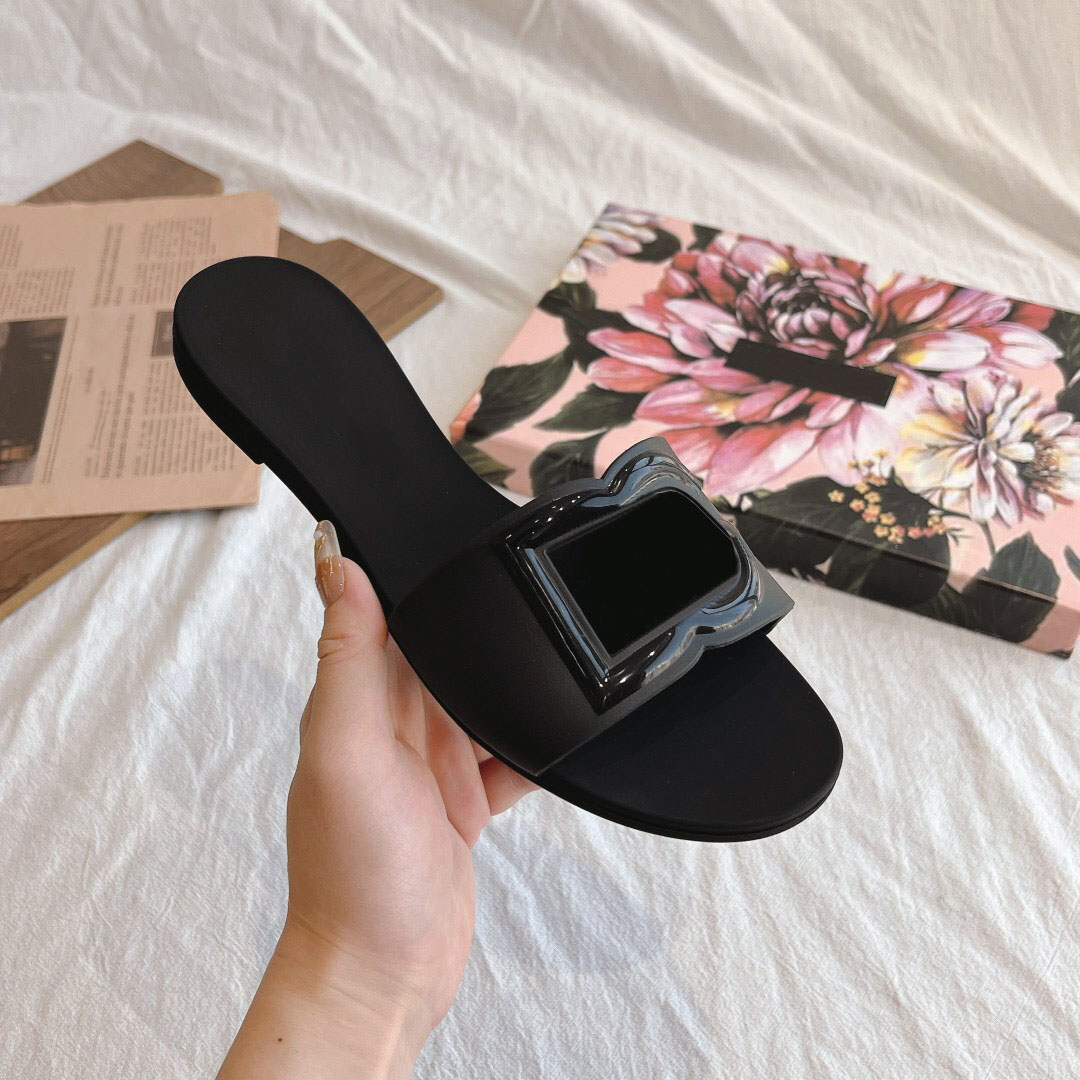 Designer Sandals Women Interlocking Slides Rubber Slippers Ladies Flat Beach Jelly Script Orange Summer Fall Mules Outdoor Waterproof Luxury
