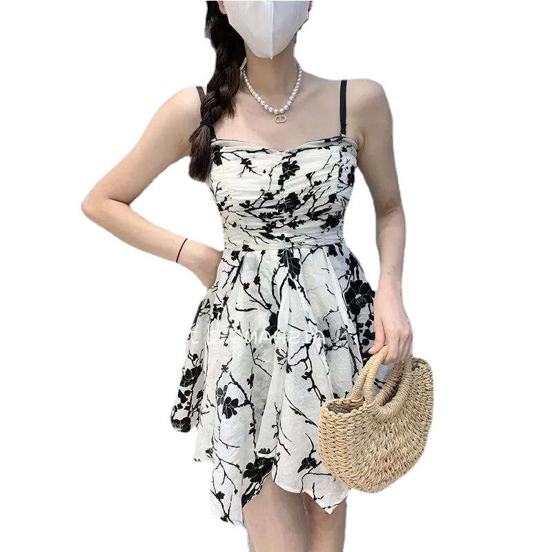 D200 Women's French gentle style irregular skirt waist slim short skirt