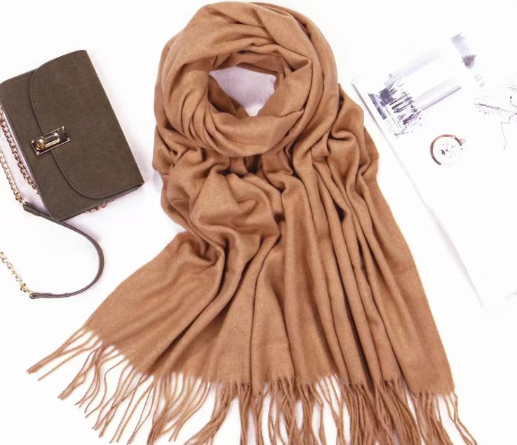 K145 Pure color cashmere scarf women winter warm thick autumn and winter tassel gray shawl men's wool scarf wholesale