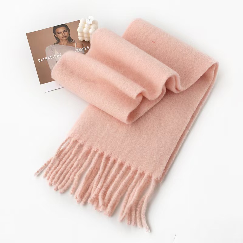 K153 100% wool scarf high-end men and women all-match thickened autumn and winter 2024 new solid color scarf New Year style