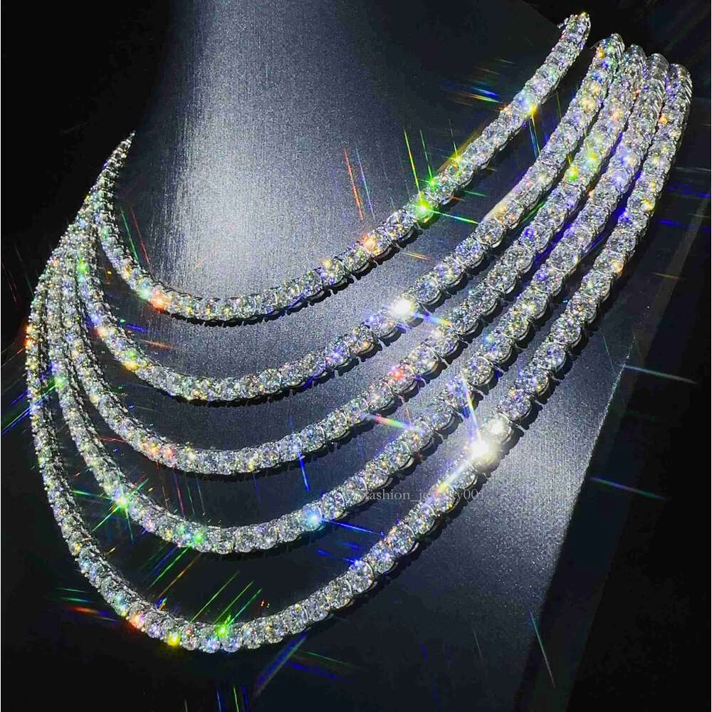 Fashion Jewelry Hip Hop Necklace Pass Diamoster 5mm Vvs Moissanite Iced Out Tennis Chain for Men Women