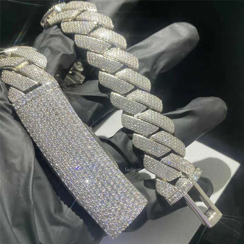necklace moissanite chain Heavier Big Guy 20mm 4 Row Dias Cuban Necklace Sterg Sier Iced Out Vvs Moissanite Dia k Chain