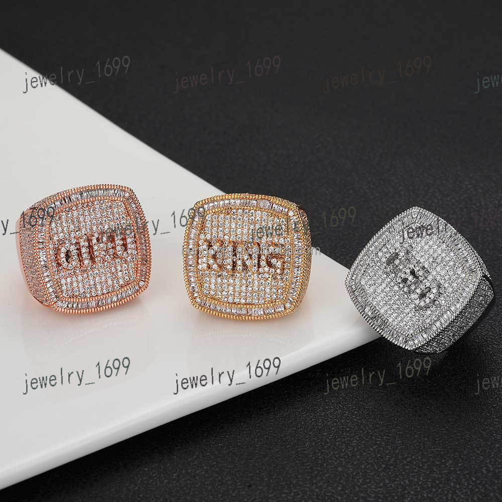 Luxury Mens Fashion Custom Gold Silver Plated Hiphop Style Moissanite Diamond Ring Square Design