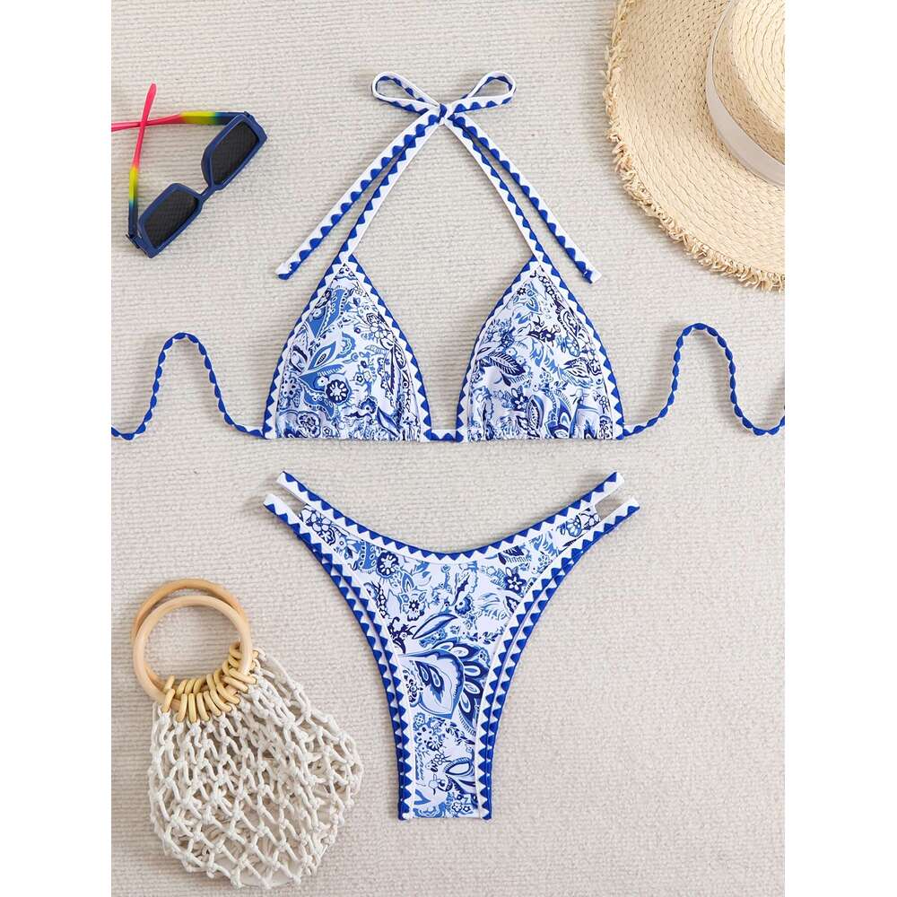 Ethnic Style Broken Grass Pattern Bikini