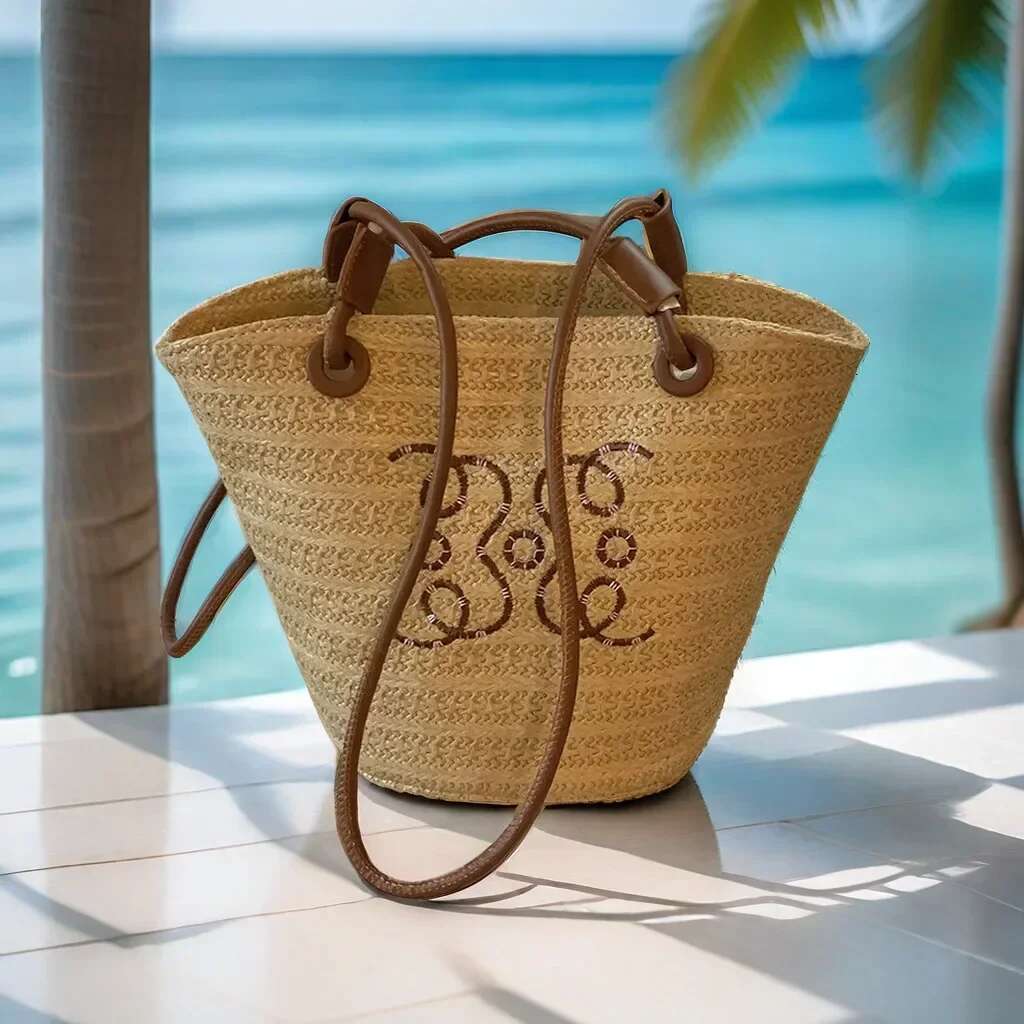 Summer New Vacation Woven Straw Bag, High Quality Seaside For Women, Women's Beach Bags Bucket Bag