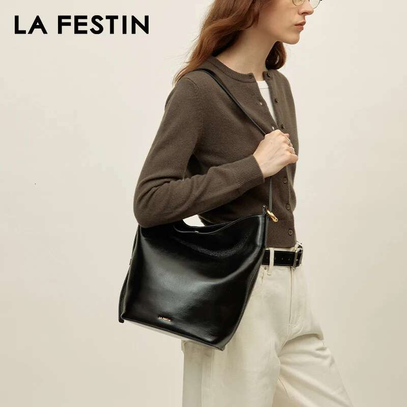LA FESTIN Original Brand Suede Designer Bucket Shoulder Crossbody Bag Handbag Women Autumn And Winter Bags