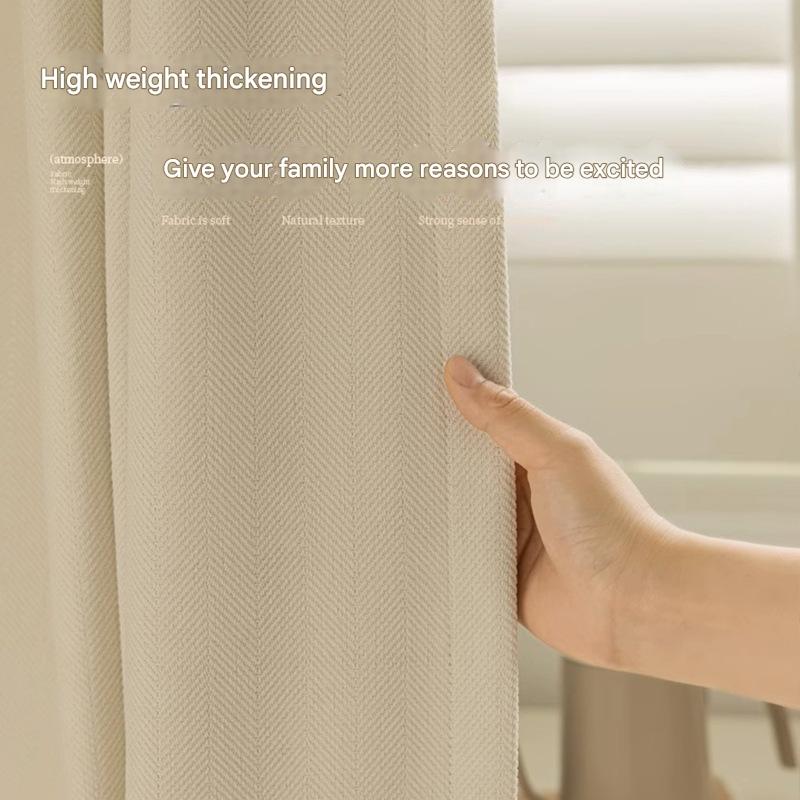 D273 herringbone pattern chenille thickened blackout curtain matcha green bedroom new style simple living room bay window