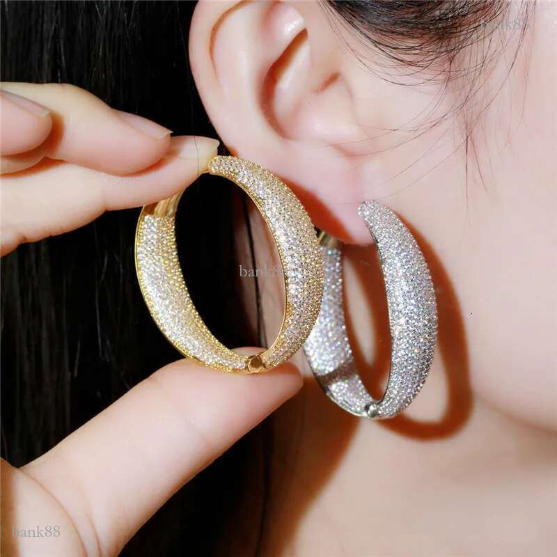 luxury big hoop earring designer for woman south american blue red zirconia diamond 18k gold silver earrings bride wedding engagement anniversary wome
