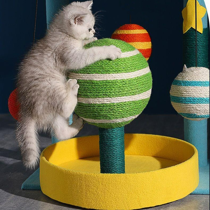 Stylish and trendy multi-level cat tree with scratching posts, condos and perches. It is scratch-resistant and suitable for all pets. - view 7