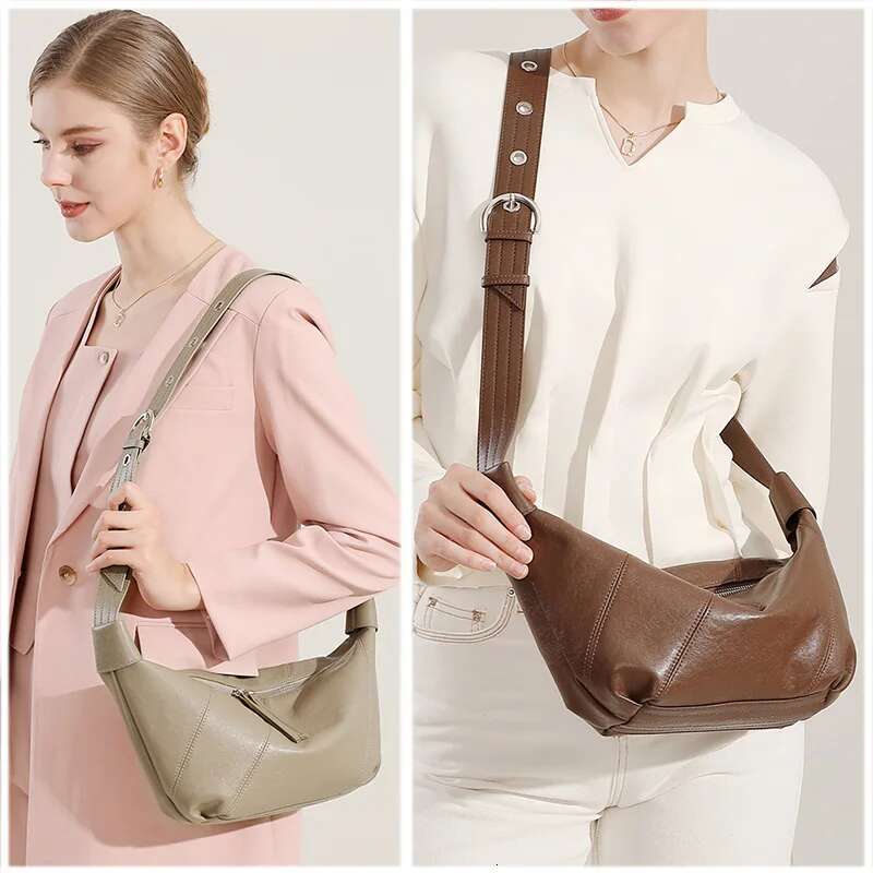 Famicare 2025 Genuine Leather Crossbody For Women Simple Dumpg Style Fashion Shoulder Bag Hobos Messenger Handbag