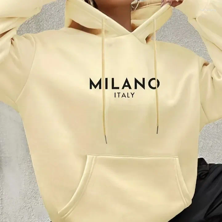 Women's Hoodies Italy Letter Print Long Sleeve Hoodie Sweatshirt Independent Station Hooded Crew Neck Pullover Fashion Clothing