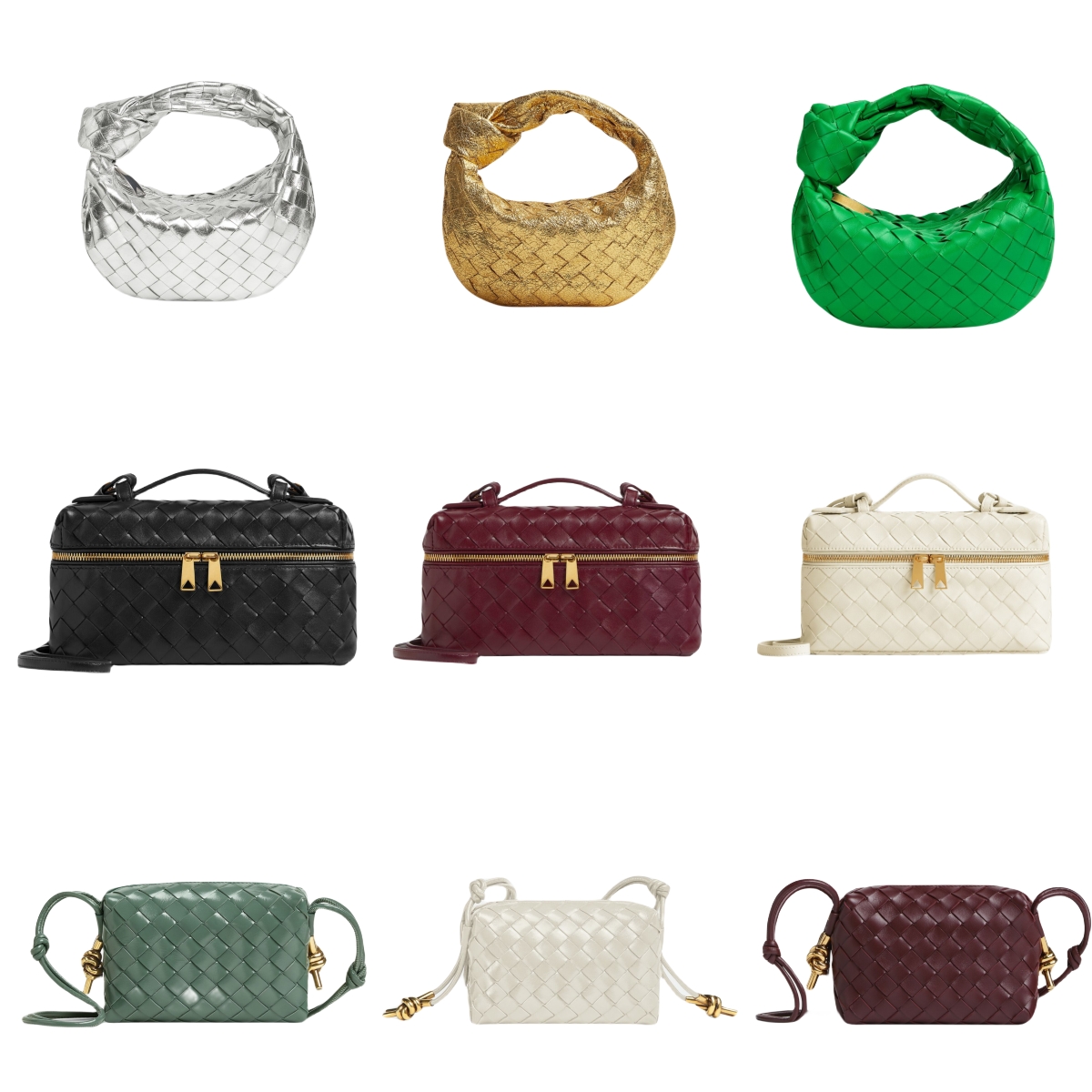 Womens Men Gold Silver Green camera loop bag 10a Mini Designer Shoulder bag Luxury handbag tote weave leather bag Sac bang makeup Crossbody pochette Cloud Clutch Bags