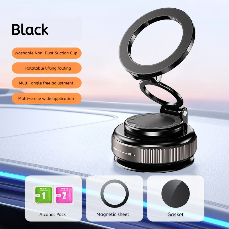 Car Phone Holder, Vacuum Suction Cup Car Mount, 360° Rotatable & Foldable Magnetic Phone Stand for Dashboard Windshield, Universal Hands-Free