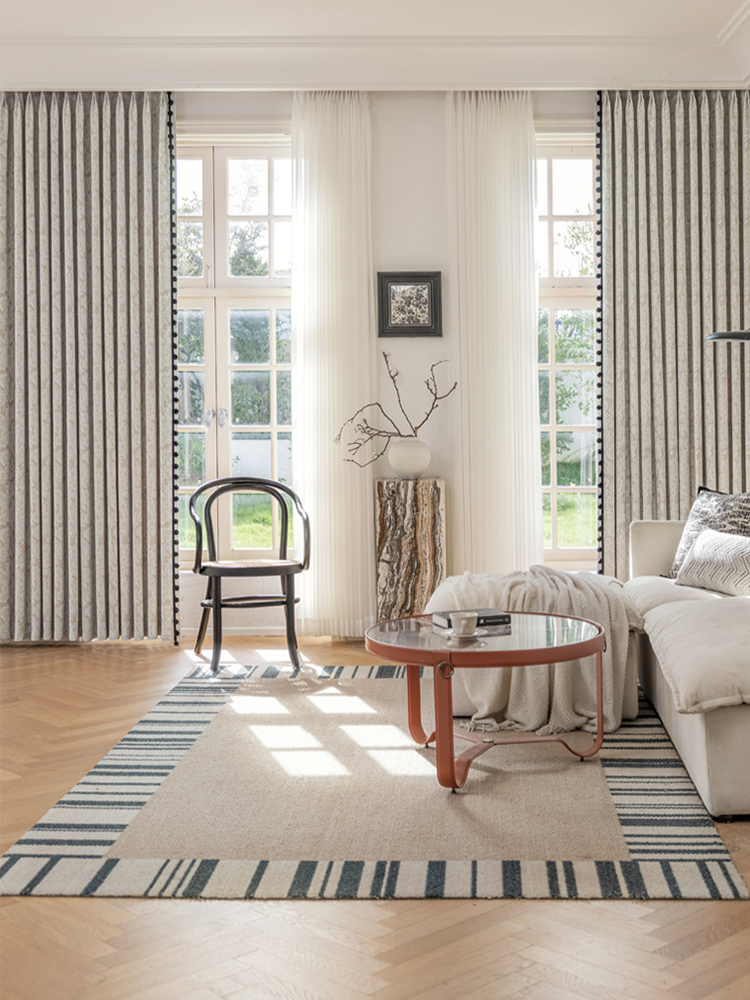 B315 Vintage style curtain, thermal insulation grommet top curtains for bedroom and living room, noise reduction and light blocking, home decoration