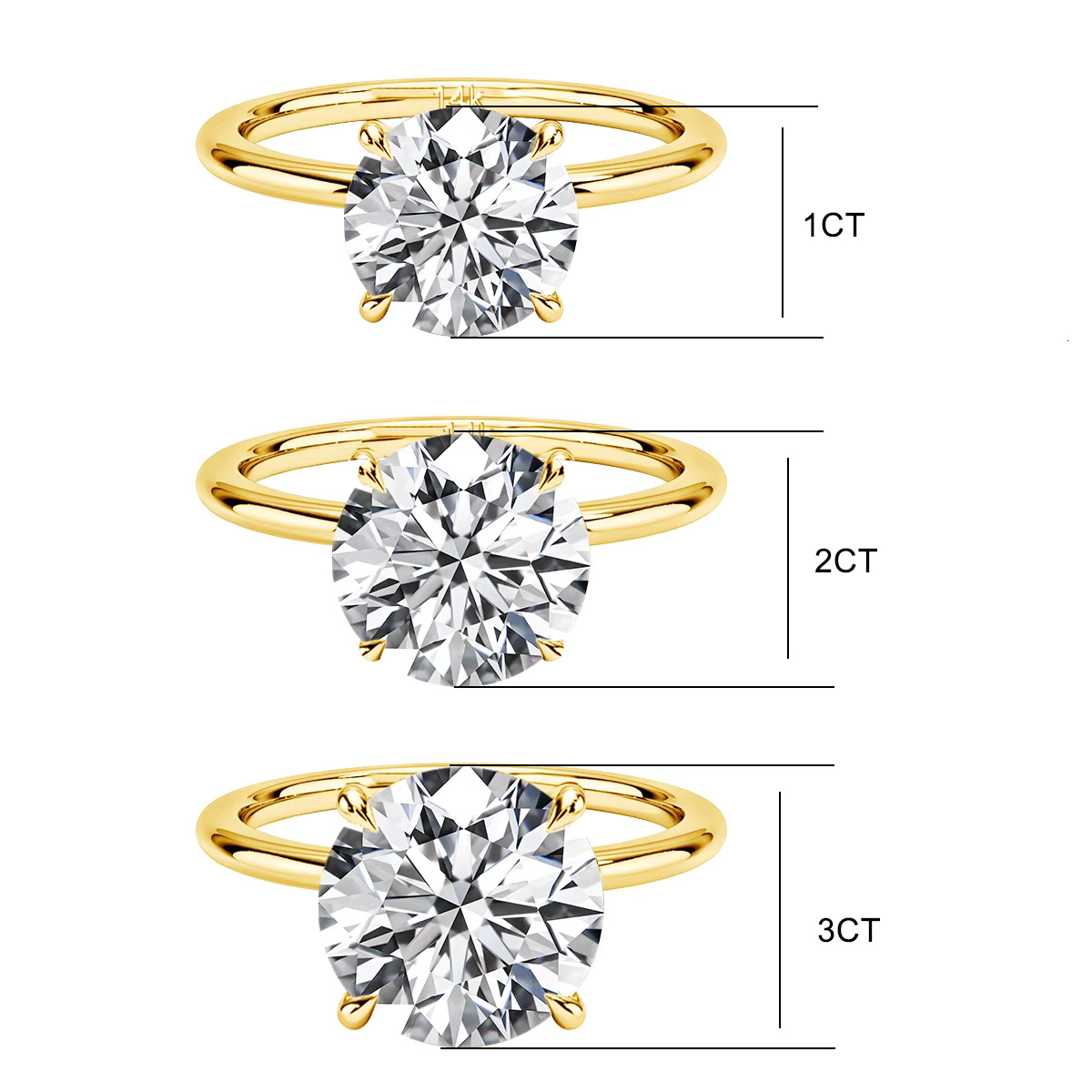 Fine Gemstone Gold 18K 14K Hollow Diamond Engagment Wedding Jewelry Women Moissanite Ring