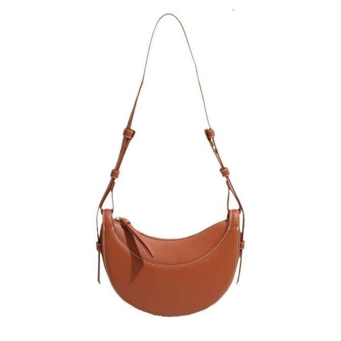 Niche Design Single Shoulder Crossbody Bag Women Comfortable Texture Lychee Patterned Genuine Leather Half Moon Bags Spring New
