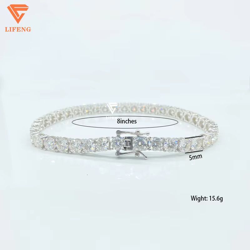 Wholesale 925 Sterling Silver Hip Hop Tennis Bracelet Necklace Set 5mm White Yellow Rose Gold Diamond Moissanite Gold Plated