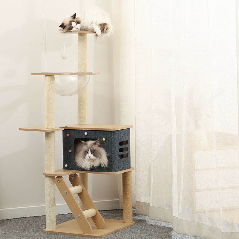 Multi-Level Cat Climbing Tower with Pillar Space Capsule and Nest - Ideal for Summer Fun - view 6