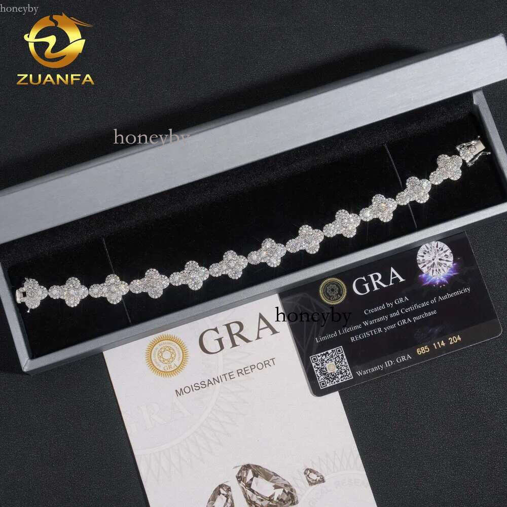 Gra Certificated Pass Tester Sier Iced Out Cluster Tennis Bracelet Moissanite Dia