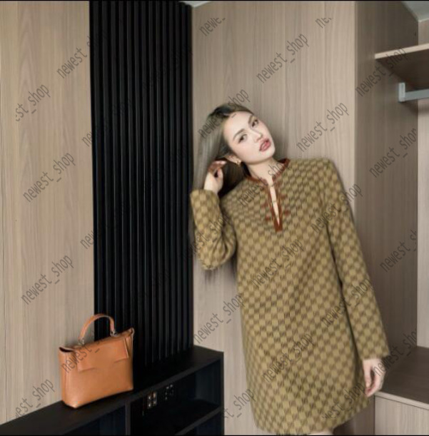 Womens Basic Dresses Designer Jacquard Double Letter Luxury Sexy Lady Ladies metal button Embossed Letter Long Sleeve Casual Dress s-xl