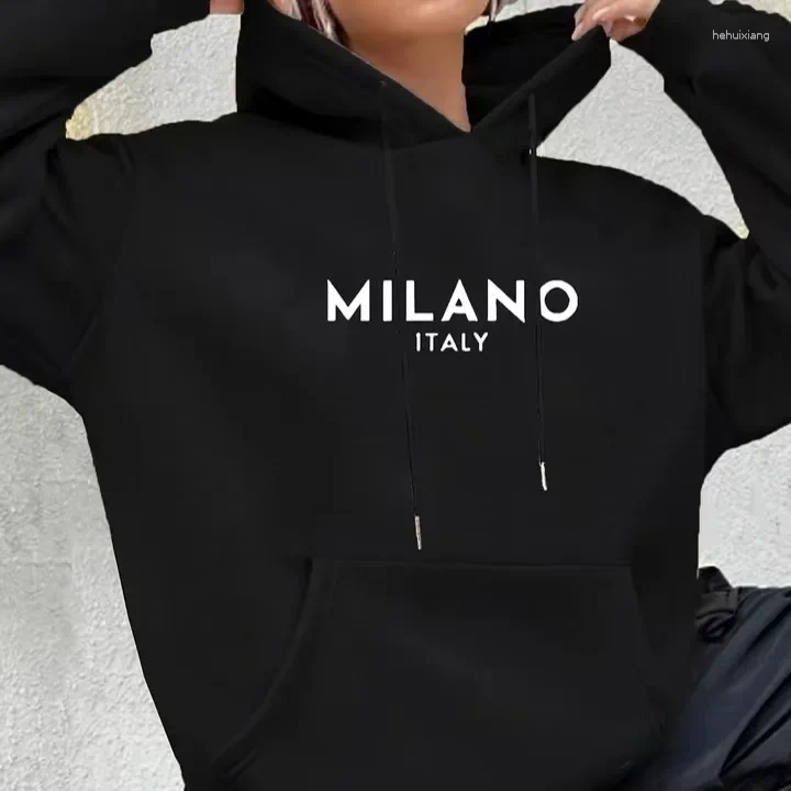 Women's Hoodies Italy Letter Print Long Sleeve Hoodie Sweatshirt Independent Station Hooded Crew Neck Pullover Fashion Clothing