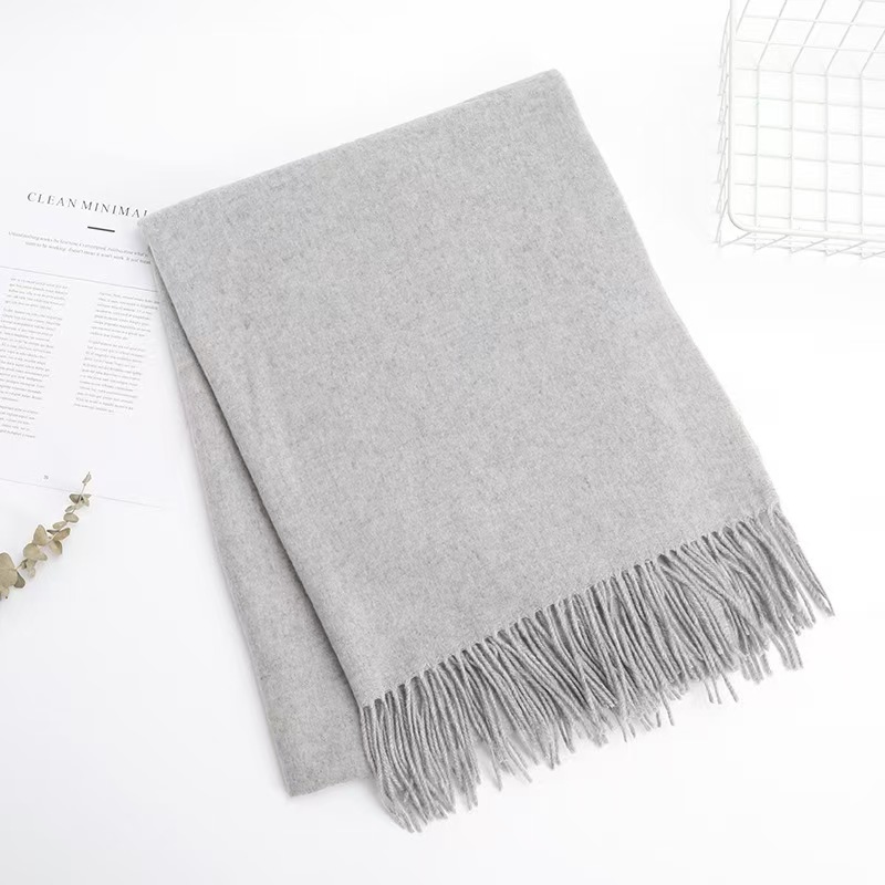 K145 Pure color cashmere scarf women winter warm thick autumn and winter tassel gray shawl men's wool scarf wholesale