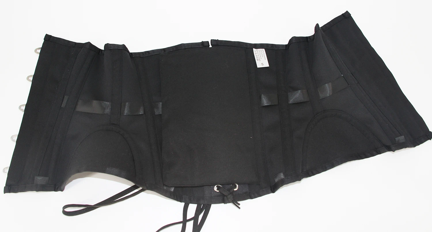 10.2 Inch Short Torso 5 Buttons Vintage Underbust Corset Women 14 steel bone dress with waistband, shaped drawstring binding