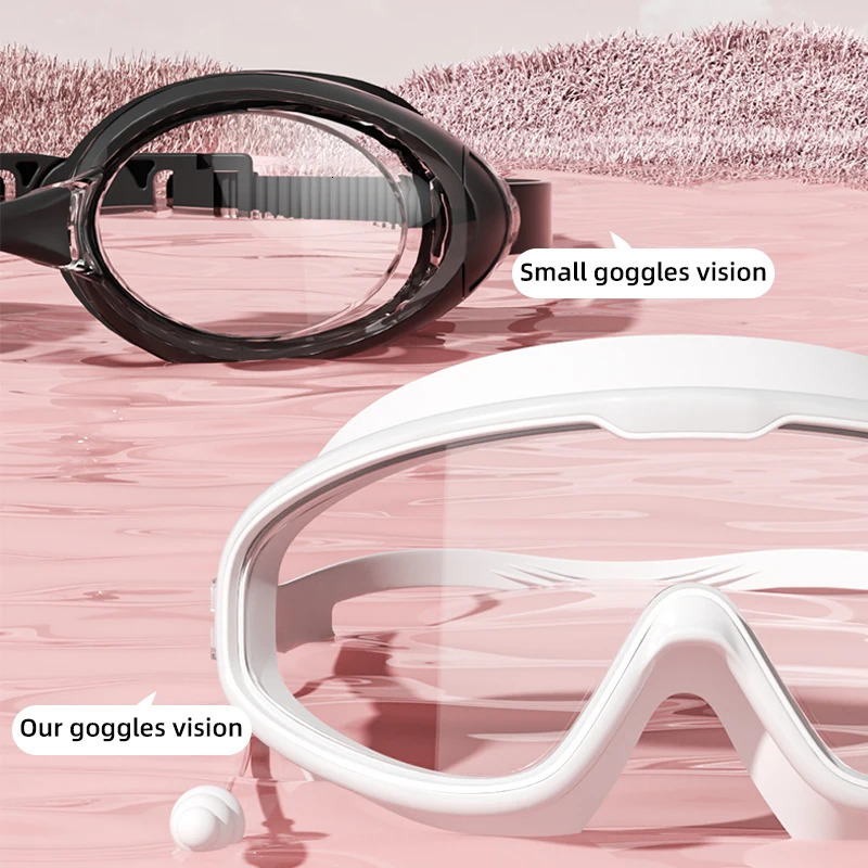 Swimming Goggles Big Frame Swimming Goggles Big Frame HD Wide View Anti-Fog UV Protection Swimming Goggles for Adults No Leaking 250317