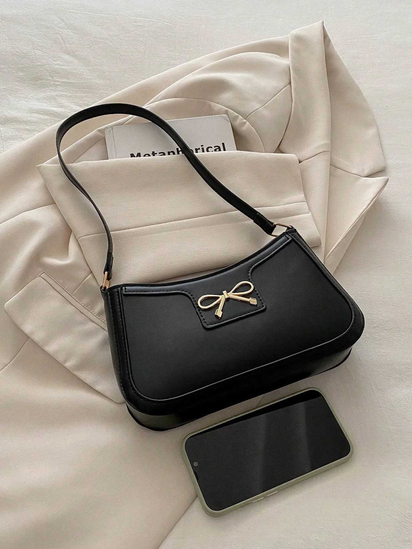 Warm handbag new autumn/winter Cmuting Shoulder armpit bag Korean Fi cross body bag with bow decoration Y250321