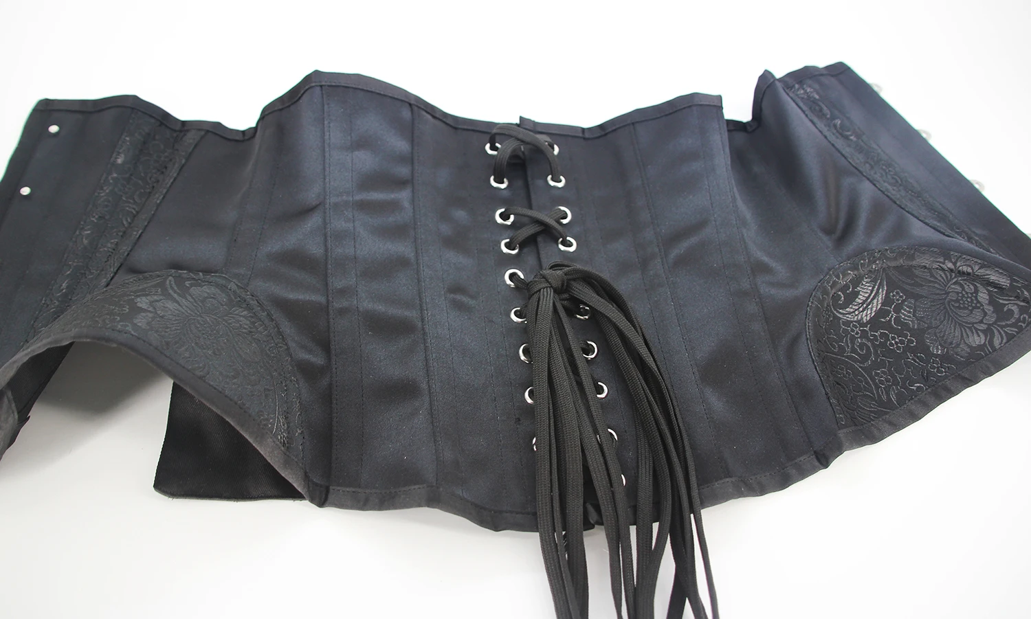 10.2 Inch Short Torso 5 Buttons Vintage Underbust Corset Women 14 steel bone dress with waistband, shaped drawstring binding