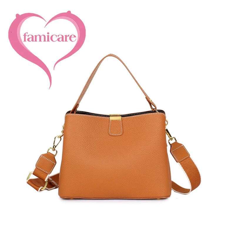 2024 Women's Genuine Leather Female New Bucket Handbag Lady Fashion Casual Shoulder Bag Crossbody Messenger For Girls