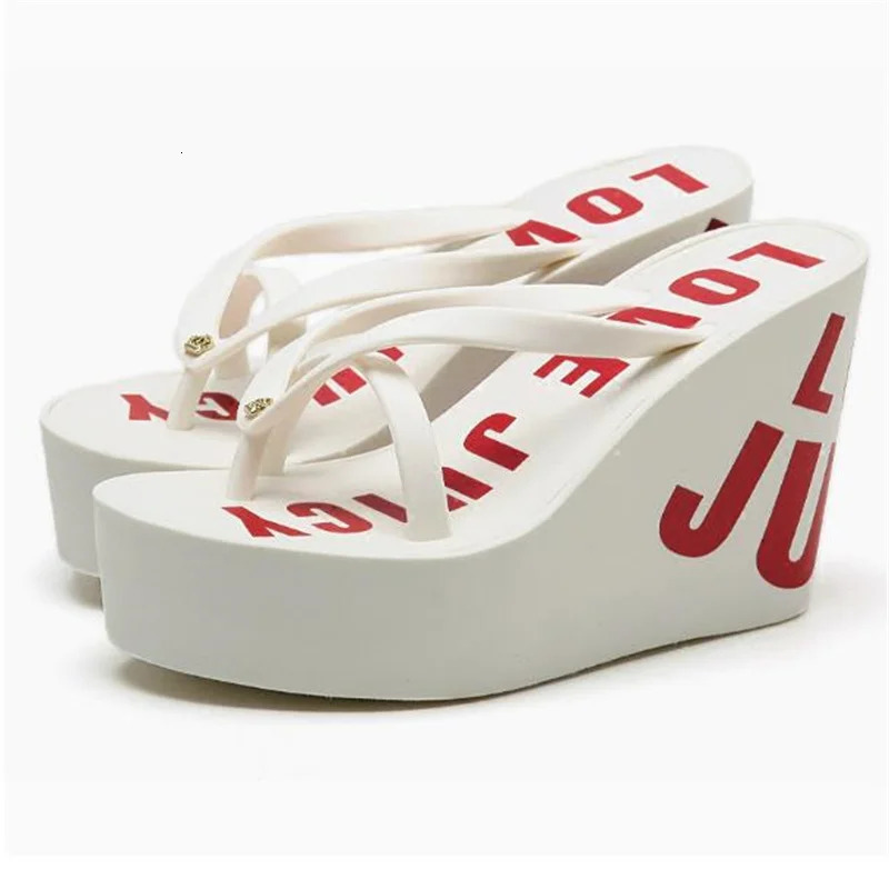 Platform Wedges Sandals Wedges Flip Flops High Heel Sandals Slippers White Beach Sandals Bohemia Flip Flops Pink size 32--43 250314