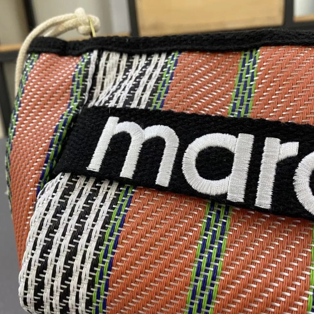 Portable Canvas Zip Pouch Cotton Stripe Cosmetic Bag Handheld Cloth Bag250314bj